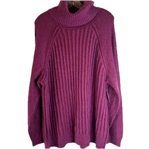 NWT $168 Free People Big City Turtle Neck Pullover Mulberry Garnet Com Large